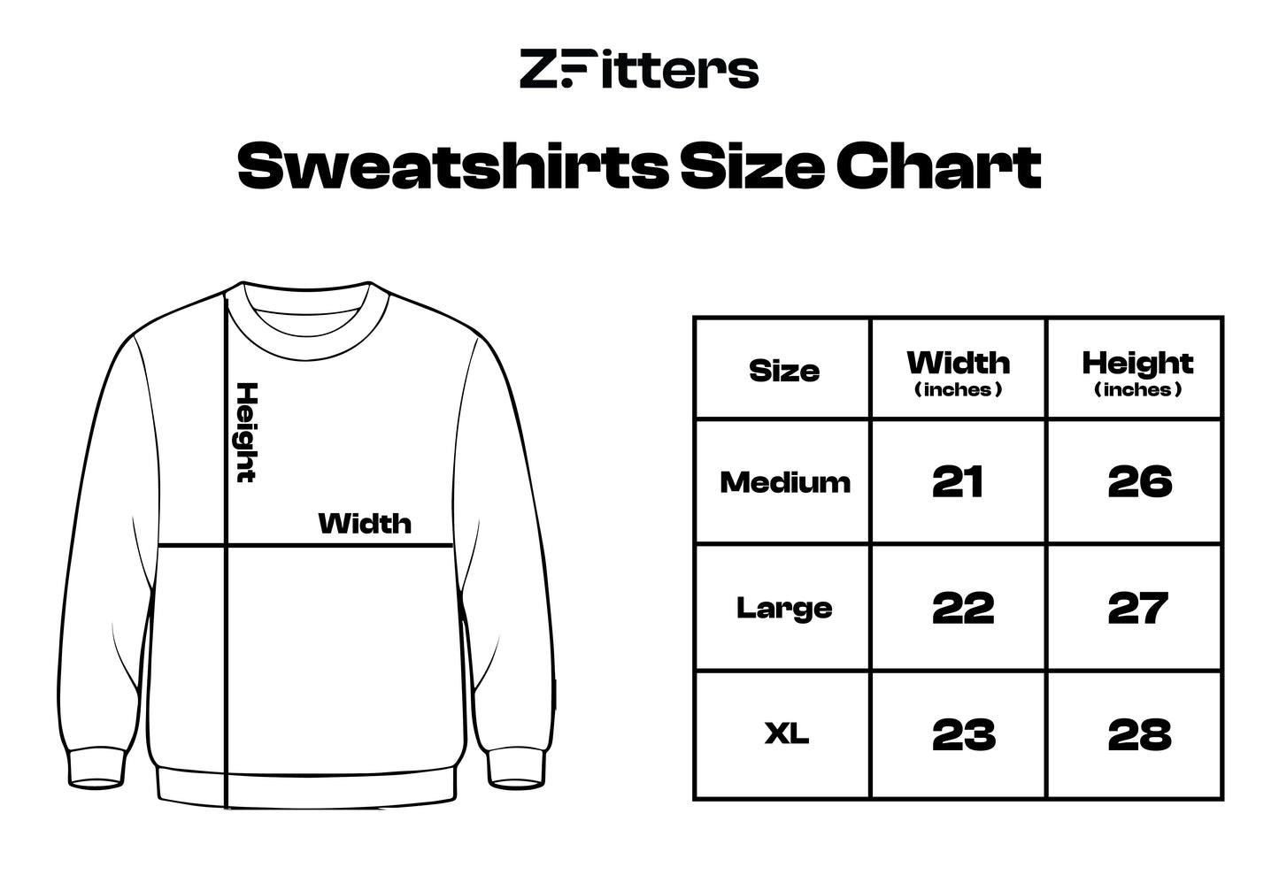 Sweatshirt Size Chart